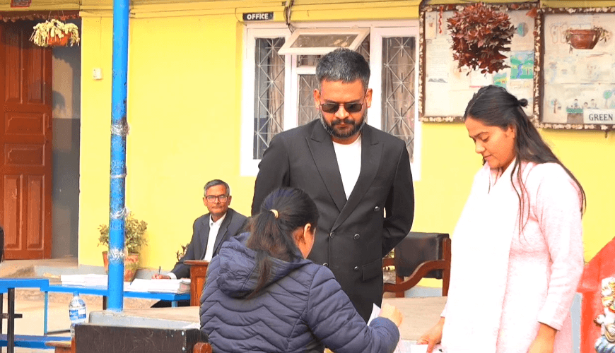 Balen Shah Casts Vote at Annapurna School Polling Center in Tinkune