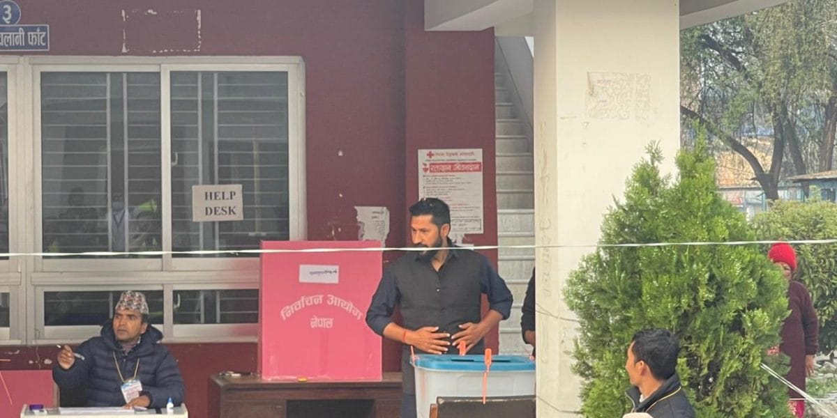 RSP Chairman Rabi Lamichhane Casts Vote in Kathmandu